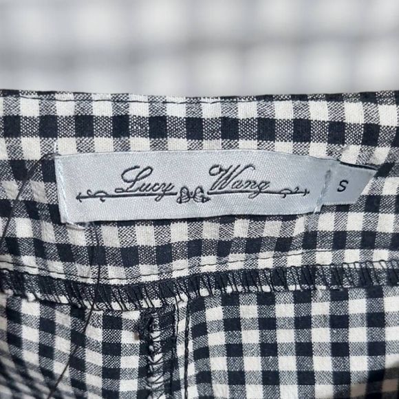 Lucy Wang Make It Fair Gingham Trouser Pants, Small, Black And White, NWT - Picture 10 of 14